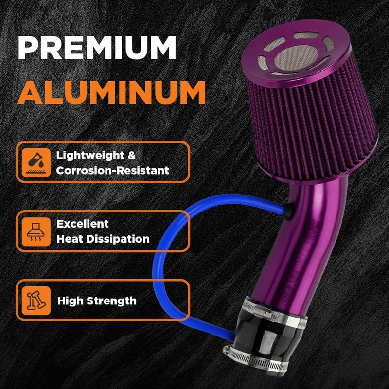 BARTOO 3 Inch Cold Air Intake Filter Pipe Curve Pipe, Aluminum Air Intake Elbow for Car Truck Turbo Piping, Purple - Image 5